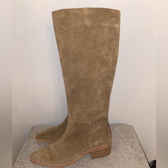 Vince Camuto Beaanna Tan Suede Inside Zip Western Cowgirl Boots - Picture 4 of 15